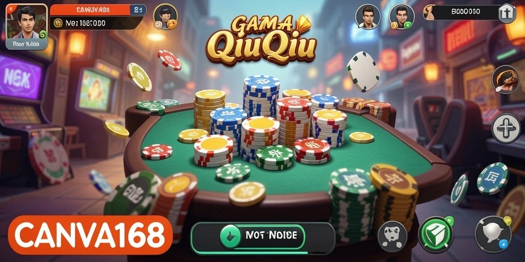 Screenshot gameplay QiuQiu yang menampilkan serunya bermain CANVA168.