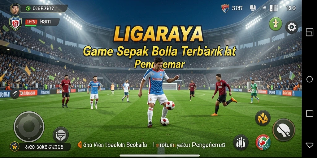 Tampilan gameplay LIGARAYA dengan aksi terbaik di lapangan sepak bola.