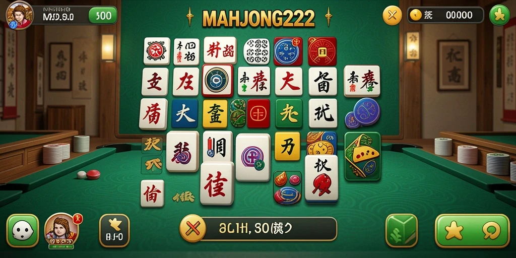 Screenshot gameplay Match-3 dari MAHJONG222 yang seru.