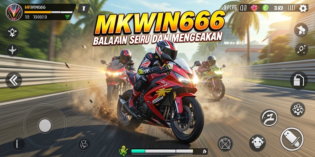 Gameplay seru balapan motor di MKWIN666 dengan berbagai trek dan motor.