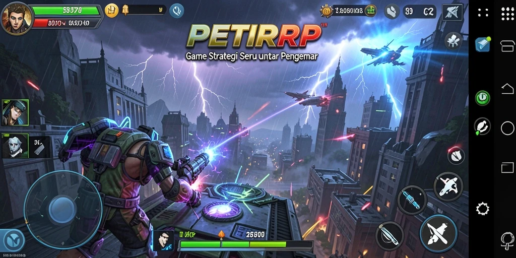 Tampilan gameplay PETIRRP yang dinamis dan penuh strategi.